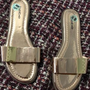 New Bebe Lania rose gold sandals